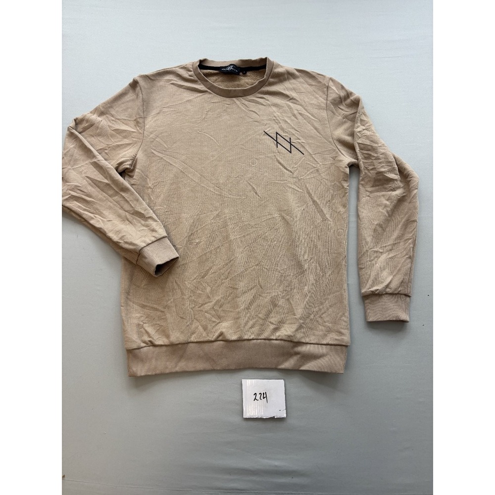 BELAGIO Men's Tan Pullover Sweatshirt Crew Neck Long Sleeve Size M Activewear